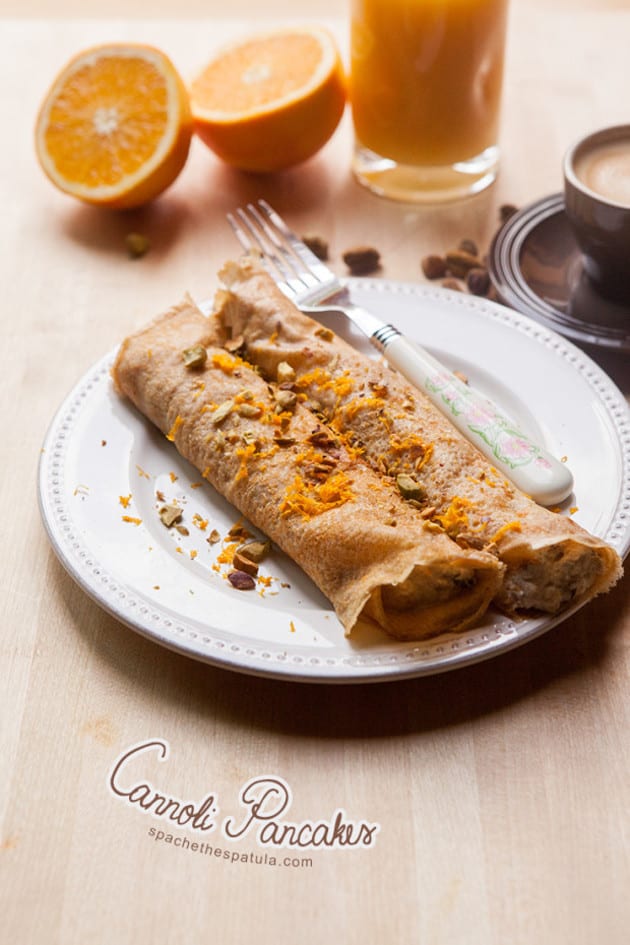 Cannoli Pancakes | spachethespatula.com #recipe